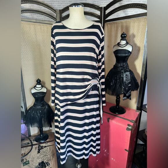 Larry Levine Striped Rayon Spandex Dress Size XL - Picture 1 of 10